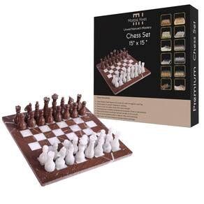 Conjunto de xadrez Marble Hives Marina & White Ziarat 38x38cm com tabuleiro