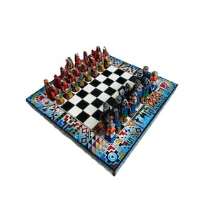 Jogo de xadrez Zoeartcrafts Handmade Peruvian Inca vs Spanish