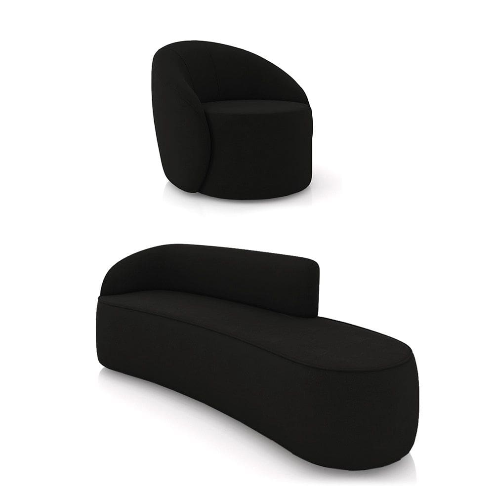 Sofá 4 Lugares Orgânico 220cm Morgan e Poltrona Lua Suede D03 - D`Rossi