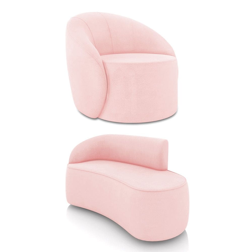 Sofá 2 Lugares Orgânico 140cm Morgan e Poltrona Lua Suede D03 - D`Rossi