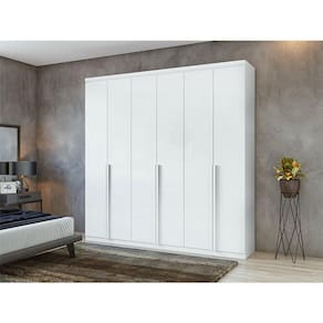 Guarda Roupa Casal Ambiente Alonzo 6 Portas Branco Brilho - Lopas