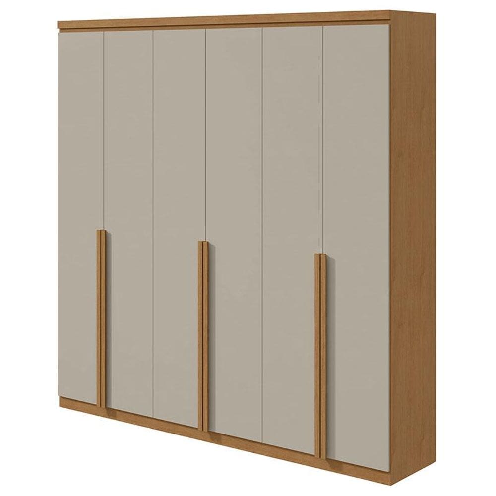 Guarda Roupa Casal Alonzo 6 Portas Amêndoa Clean Off White - Lopas