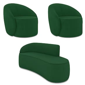 Sofá 3 Lugares Orgânico 180cm Morgan e 2 Poltronas Lua Suede Verde D03 - D`Rossi