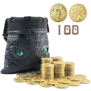 Jogo de tabuleiro Metal Fantasy Coins Byhoo 100 com bolsa de couro PU