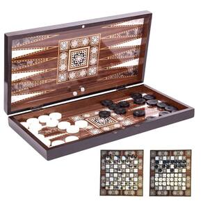 Jogo de tabuleiro PARK & OZ Pearl Premium, conjunto turco de gamão e xadrez de 48 cm