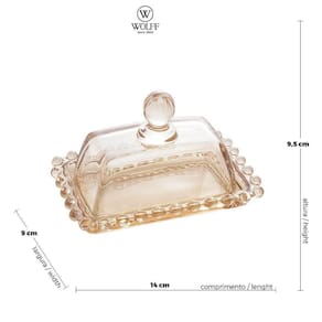 Conjunto Manteigueira E Molheira Em Cristal Pearl âmbar - Wolff