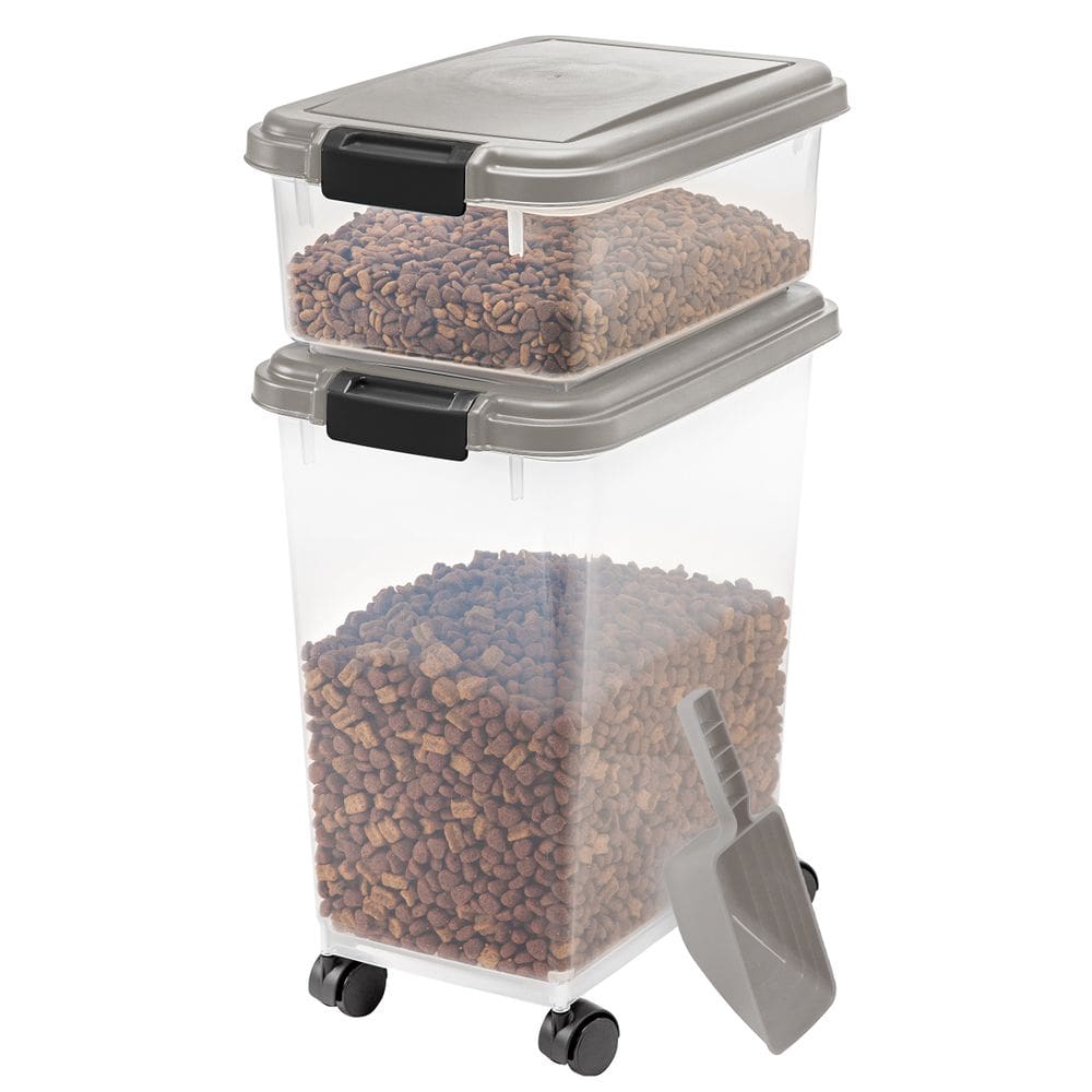 Recipiente de armazenamento de alimentos IRIS USA para cães, combinação de 13,6 kg e 4,99 kg