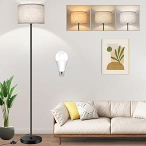 Luminária de chão TOBUSA Modern 65" com lâmpada LED 3CCT regulável em preto