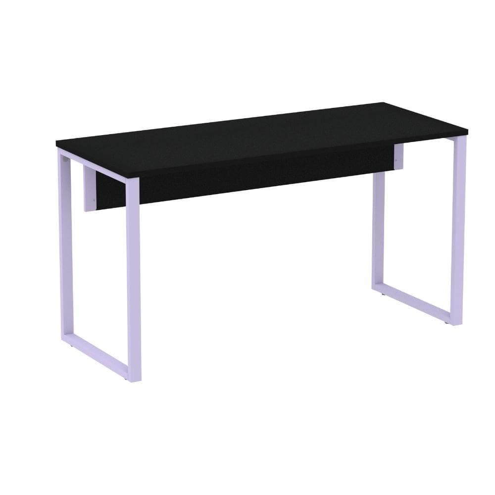 Mesa Escritório P25 TUB Pandin 134 cm (Larg) Tampo MDP Preto Pé Aço Tubular Lilás