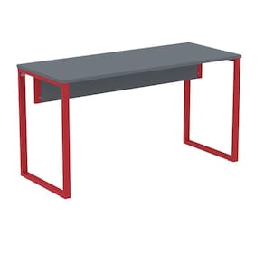 Mesa Escritório P25 TUB Pandin 170 cm (Larg) x 70 cm Prof Tampo MDP Grafito Pé Aço Tubular Vermelho