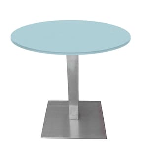 Mesa Alpha Inox 73,50 cm (Alt) Base Quadrada Tampo MDP Redondo 70 cm (Larg) x 2,50 cm (Alt) Cinza