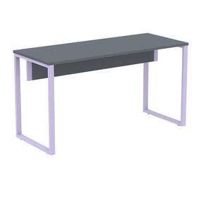 Mesa Escritório P25 TUB Pandin 120 cm (larg) Tampo MDP Grafito Pé Aço Tubular Lilás