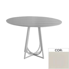 Mesa Jantar MH-5299 Herval Redonda 70 cm Madeira Laca Fosca Off White Vidro Off White Base Off White