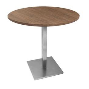 Mesa Alpha Inox 77,50 cm (Altura) com Tampo em MDP Redonda 60 cm Imbuia