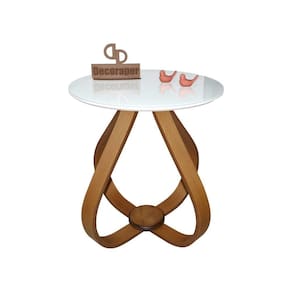 Mesa Lateral Cebola Com Vidro 50cm Branco 70cm