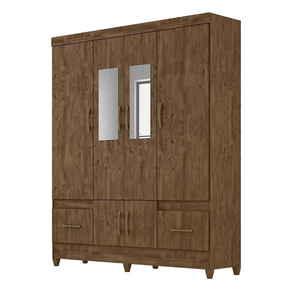 Guarda Roupa Casal Ms912 6 Portas E 2 Gavetas Castanho Com Espelho Moval Castanho