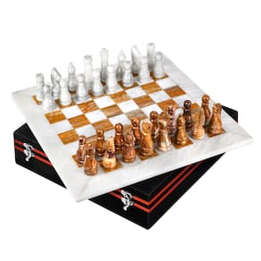 Conjunto de xadrez UMAID Handmade Marble 12”, elegante ônix branco e marrom