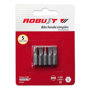 Jogo de Bits de Fenda Simples 4 mm Encaixe de 1/4" com 5 Peças - Robust 061820