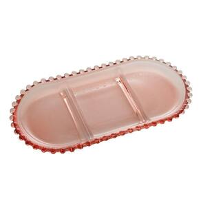 Petisqueira Cristal C-3 Divisões Oval Pearl Rosa 30x15x2cm 28465 - Wolff