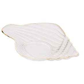 Bowl De Vidro Concha Com Filete Trompete Dourado 20cm X 12cm - Wolff