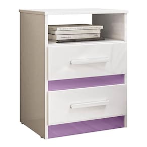 Mesa De Cabeceira Apolo 2 Gavetas Flex Branco Lilás Moval Branco Lilás