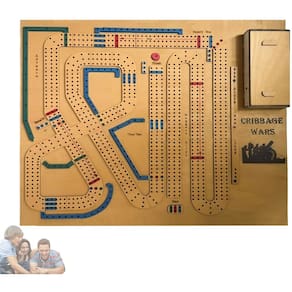 Jogo de tabuleiro Cribbage Wars Large Wooden w/ Storage Family Game