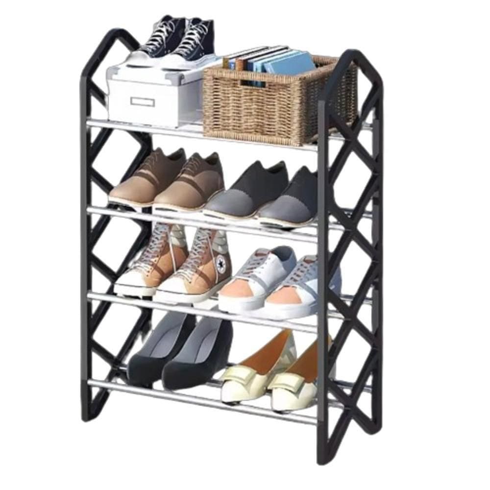 Sapateira Grande Organizador Desmontavel 8 Pares Sala Quarto Porta Hall 4 Prateleiras Multiuso Estante Sapato