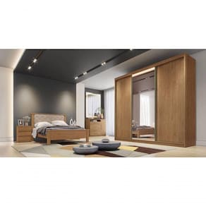 Guarda Roupa Casal Com 1 Porta Espelhada 8 Gavetas Diamond-cumaru Móveis Novo Horizonte