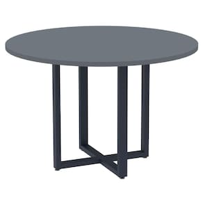 Mesa de Reunião Redonda P25 Pandin 110 cm (Largura) Tampo MDP Grafito Pé Aço Tubular Azul Del Rey