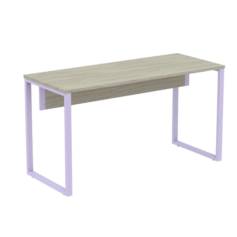 Mesa Escritório P25 TUB Pandin 150 cm (Larg) Tampo MDP Nogueira Casablanca Pé Aço Tubular Laranja