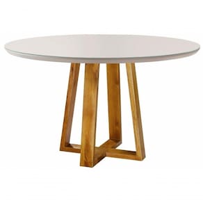 Mesa De Jantar Redonda Com Vidro 1,20m - Natalle - Móveis Mundial