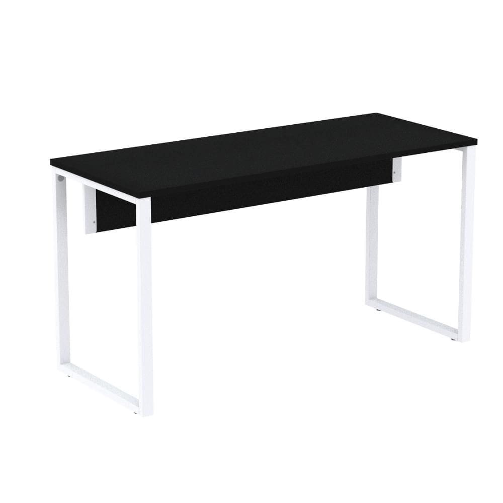 Mesa Escritório P25 TUB Pandin 150 cm (Larg) Tampo MDP Preto Pé Aço Tubular Branco