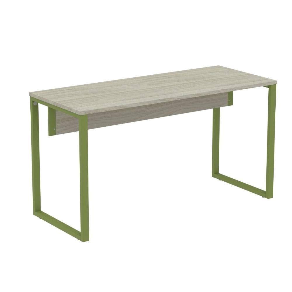 Mesa Escritório P25 TUB Pandin 120 cm (larg) Tampo MDP Nogueira Casablanca Pé Aço Tubular Verde Mirô