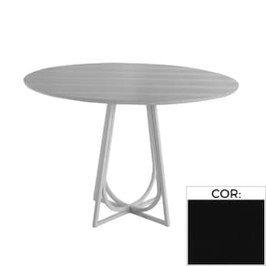 Mesa de Jantar MH-5299 Herval Redonda 70 cm Madeira Laca Fosca Preta Vidro Preto Base Preta