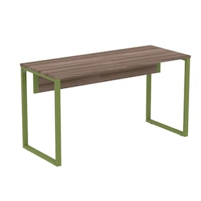 Mesa Escritório P25 TUB Pandin 170 cm (Larg) x 70 cm (Prof) Tampo MDP Walnut Pé Aço Tubular Verde