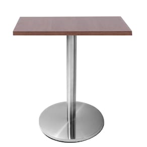 Mesa Beta em Inox 75 cm (Altura) com Disco Redondo com Tampo em MDP Quadrado 80 cm Cor Imbuia