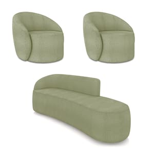 Sofá 4 Lugares Orgânico 220cm Morgan e 2 Poltronas Lua Bouclê Pistache D03 - D`Rossi