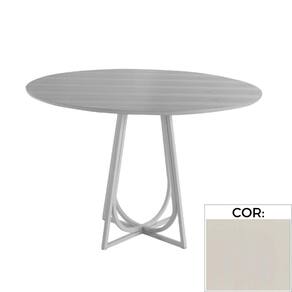 Mesa Jantar MH-5299 Herval Redonda 110cm Madeira Laca Fosca Off White Vidro Off White Base Off White