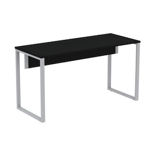 Mesa Escritório P25 TUB Pandin 150 cm (Larg) Tampo MDP Preto Pé Aço Tubular Cinza