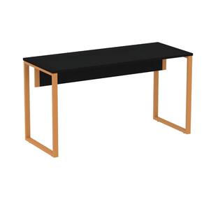 Mesa Escritório P25 TUB Pandin 150 cm (Larg) x 70 cm (Prof) Tampo MDP Preto Pé Aço Tubular Laranja
