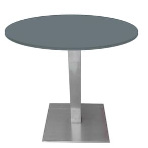 Mesa Alpha Inox 73,50 cm (Alt) Base Quadrada Tampo MDP Redondo 60 cm (Larg) x 2,50 cm (Alt) Grafito