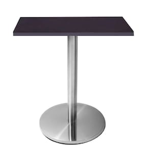 Mesa Beta em Inox 75 cm (Altura) com Disco Redondo com Tampo em MDP Quadrado 60 cm Cor Preto
