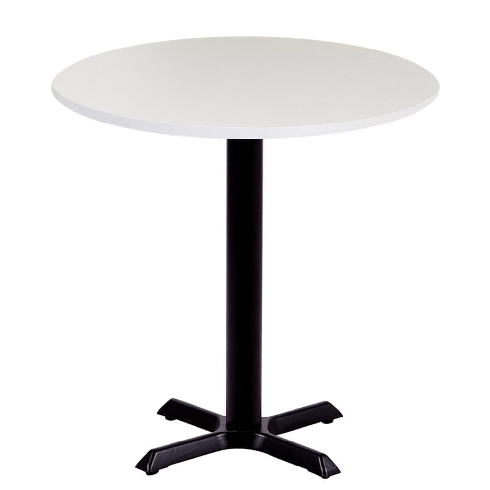 Mesa Ômega em Ferro Preto Pintura Eletrostática 74 cm (Altura) com Tampo em MDP Redonda 70 cm Cor Branco