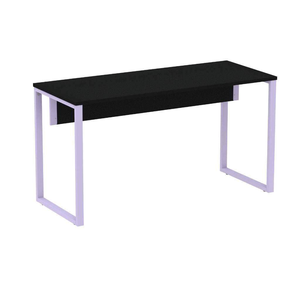 Mesa Escritório P25 TUB Pandin 120 cm (larg) Tampo MDP Preto Pé Aço Tubular Lilás