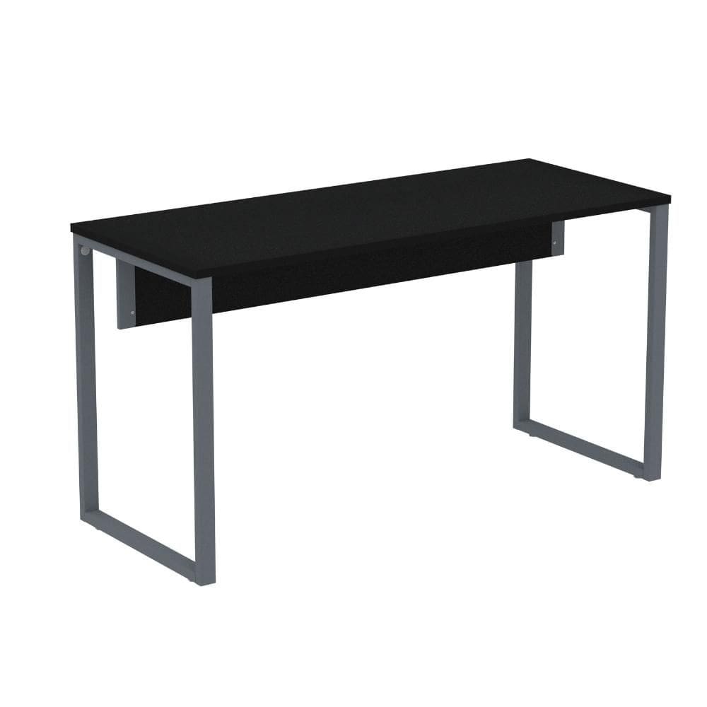 Mesa Escritório P25 TUB Pandin 134 cm (Larg) Tampo MDP Preto Pé Aço Tubular Grafito