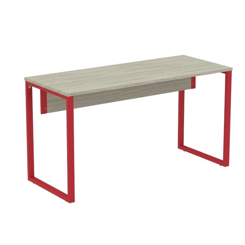 Mesa Escritório P25 TUB Pandin 150 cm (Larg) Tampo MDP Nogueira Casablanca Pé Aço Tubular Verde Mirô