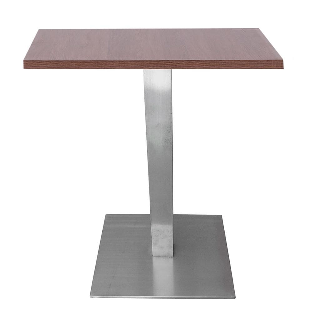 Mesa Alpha Inox 77,50 cm (Altura) com Tampo em MDP Quadrado 60 cm Imbuia