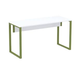 Mesa Escritório P25 TUB Pandin 170 cm (Larg) x 70 cm (Prof) Tampo MDP Branco Pé Aço Tubular Verde