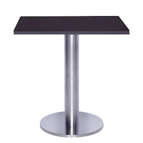Mesa Beta Big em Inox 75 cm (Altura) com Disco Redondo com Tampo em MDP Quadrado 80 cm Cor Preto