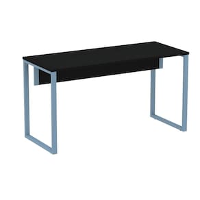 Mesa Escritório P25 TUB Pandin 170 cm (Larg) x 70 cm (Prof) Tampo MDP Preto Pé Aço Tubular Azul Dali